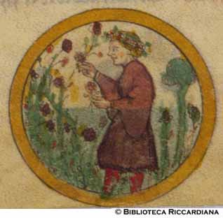 Aprile: la raccolta dei fiori, c. 10r