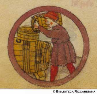 Ottobre: il vino č messo nelle botti, c. 16r