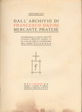 Frontispice de le volume:  Dall'archivio di Francesco Datini mercante pratese ... .