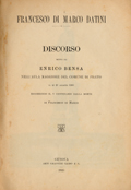Frontispice de le volume:  Francesco di Marco Datini ... .