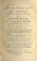 Title-page of the volume: Itinéraire des routes les plus fréquentées ... .