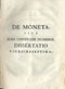 Title-page: Dissertatio vigesimaseptima: De moneta ... .
