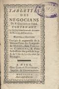 Frontespizio del volume: Tablettes des negocians de P. Giraudeau l'ainé.