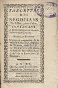 Frontespizio del volume: Tablettes des negocians de P. Giraudeau l'ain.