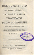 Title-page of the volume: G. M. Lampredi, Del commercio dei popoli neutrali in tempo di guerra... .