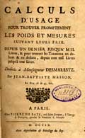 Title-page of the volume: J.-B. Masson, Calculs d'usage pour trouver promptement les poids et mesures... .