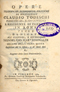 Frontespizio: *Opere filosofiche, economiche, politiche di monsignore Claudio Todeschi ... .