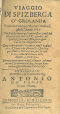 Frontespizio del volume: Viaggio di Spizberga o' Grolanda fatto da Federico Martens amburghese l'anno 1671. ...