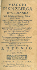 Frontespizio del volume: Viaggio di Spizberga o' Grolanda fatto da Federico Martens amburghese l'anno 1671. ...