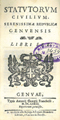 Frontispice: Genova [Repubblica] Statutorum ciuilium. Serenissimae Reipublicae Genuensis libri sex.