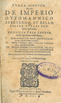 Frontispice de le volume: Turca niketos: hoc est; de imperio Ottomannico euertendo, et bello contra Turcas prospere gerendo ... .