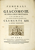 Title-page of the volume: Funerali di Giacomo III. re della Gran Brettagna ... .