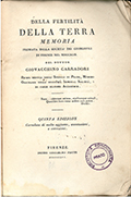 Title-page of the volume: Della fertilità della terra. ... del dottor Giovacchino Carradori.