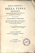 Frontespizio del volume: Della fertilità della terra. ... del dottor Giovacchino Carradori.