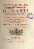 Title-page of the volume: Antiquiores pontificum Romanorum denarii ...