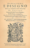 Frontespizio del volume: Narrazione, e disegno della terra di Prato di Toscana ... .
