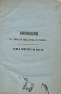 Frontespizio del volume: Considerazioni sul reparto della tassa di famiglia ... nella comunità di Prato.