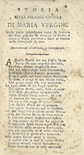 Title-page of the volume: Storia della preziosa Cintola di Maria Vergine.